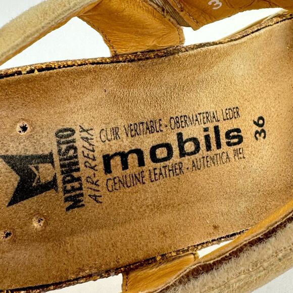 Mephisto Agave Metallic Mobils Nubuck Leather Hook & Loop Sandals Sz 36 (6) - Picture 6 of 12
